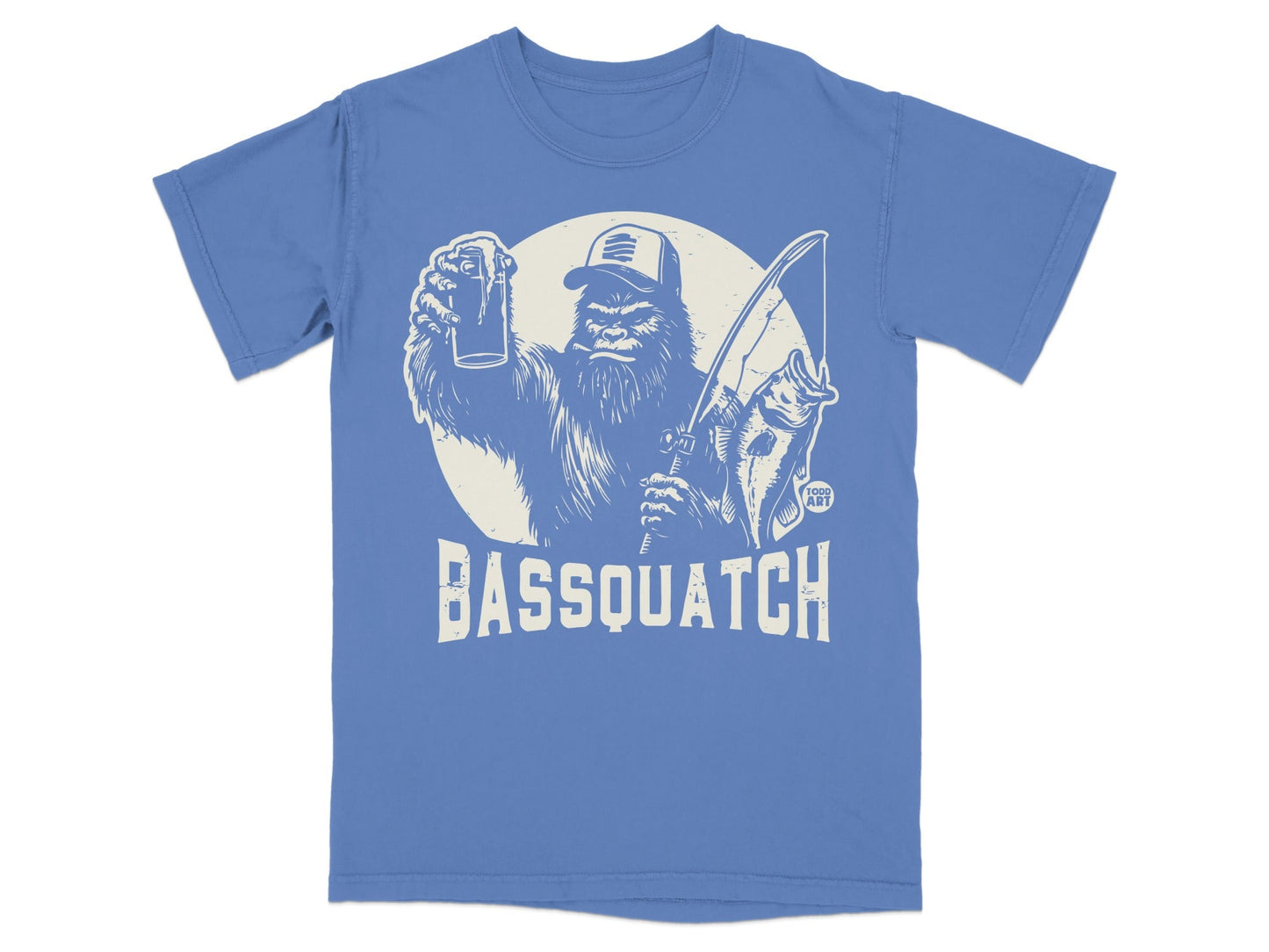 Bassquatch Bigfoot Fishing Graphic Tee Shirt