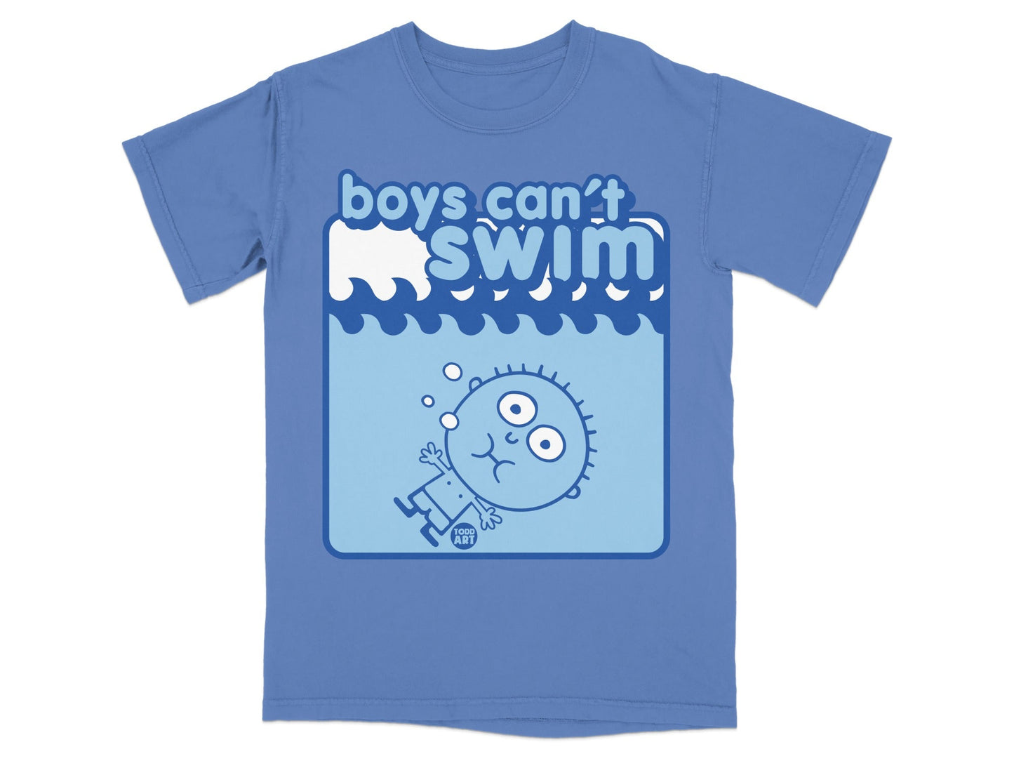 Boys Can't Swim Graphic Blue T-shirt