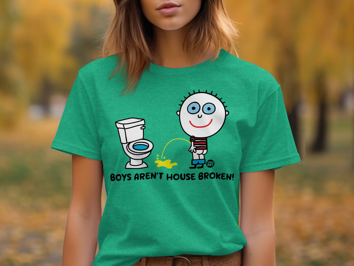 Boys Aren't House Broken Tee with Funny Cartoon Shirt