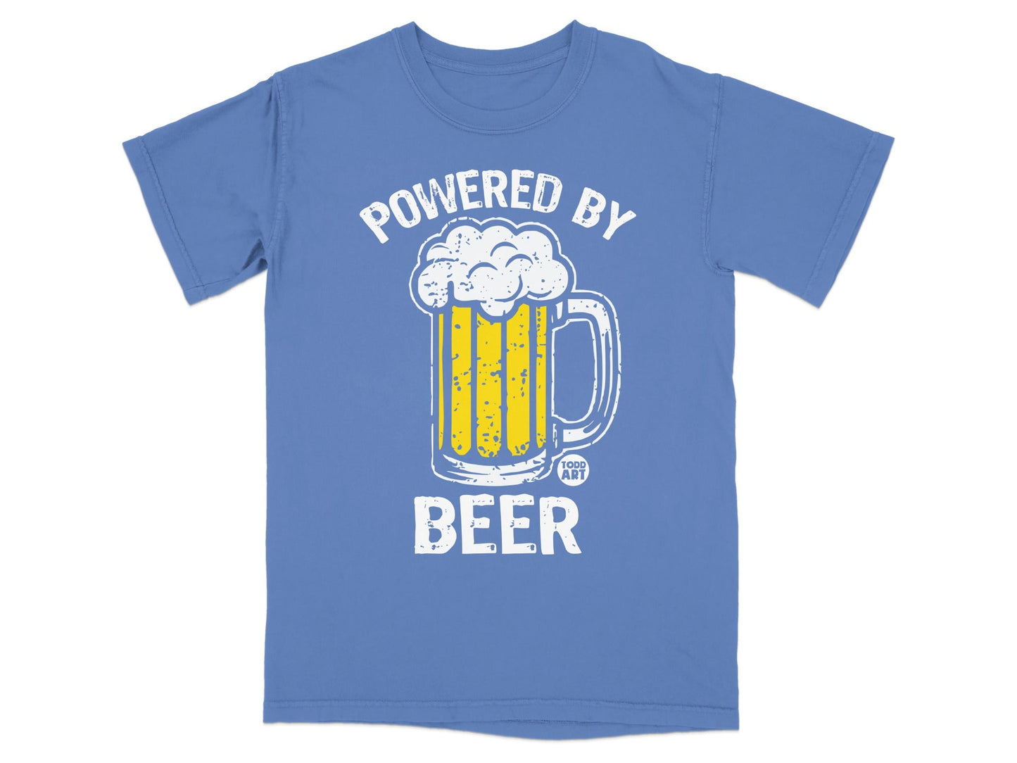 Powered By Beer Graphic T-Shirt Casual Tee