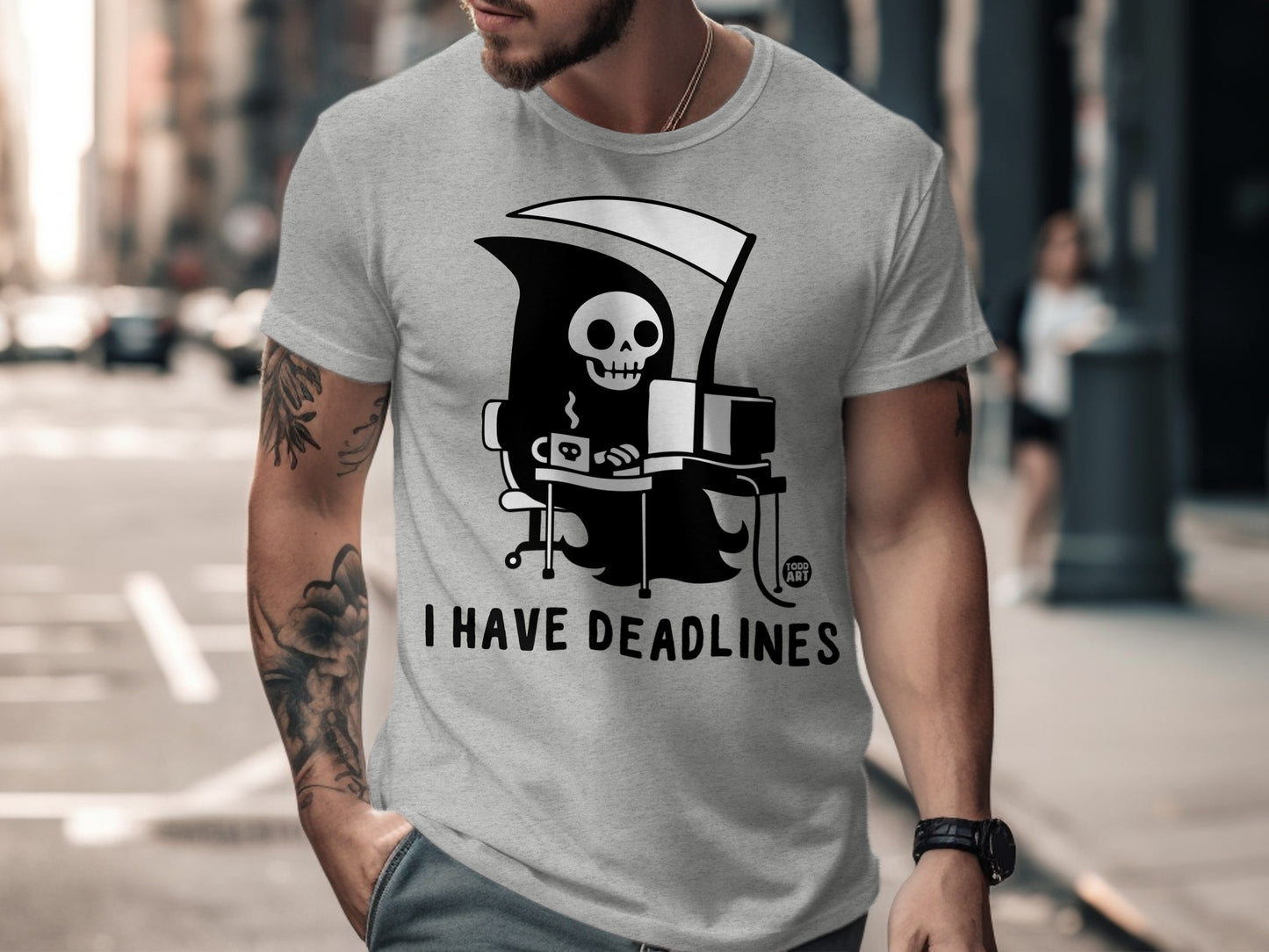 Grim Reaper I Have Deadlines Funny Graphic Tee