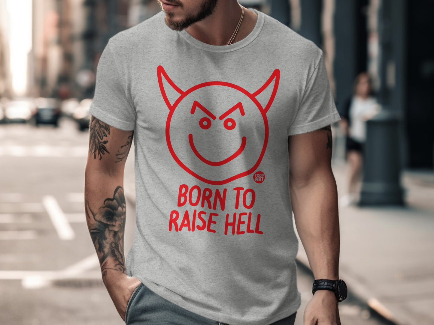 Born to Raise Hell Devil Face Graphic T-shirt