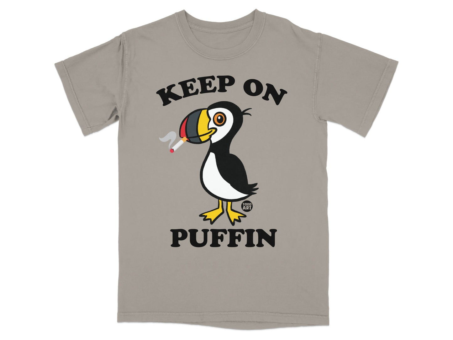 Keep On Puffin Graphic Tee Funny Bird Smoking T-Shirt