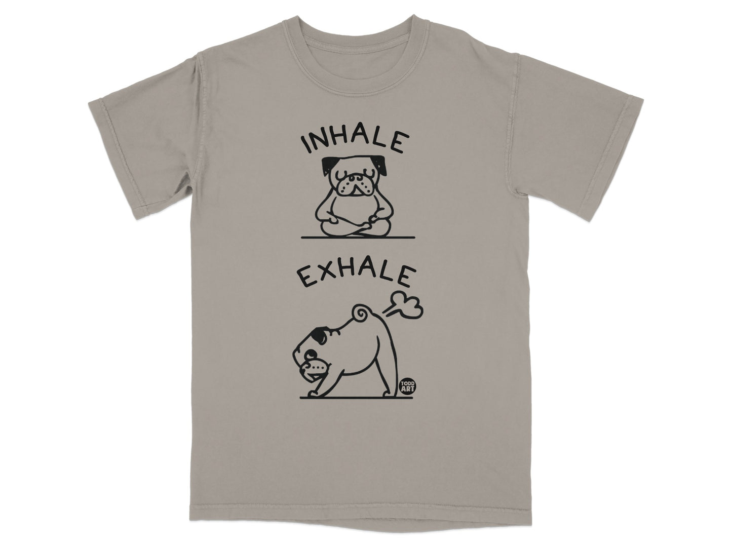 Inhale Exhale Funny Pug Cartoon Graphic T-Shirt