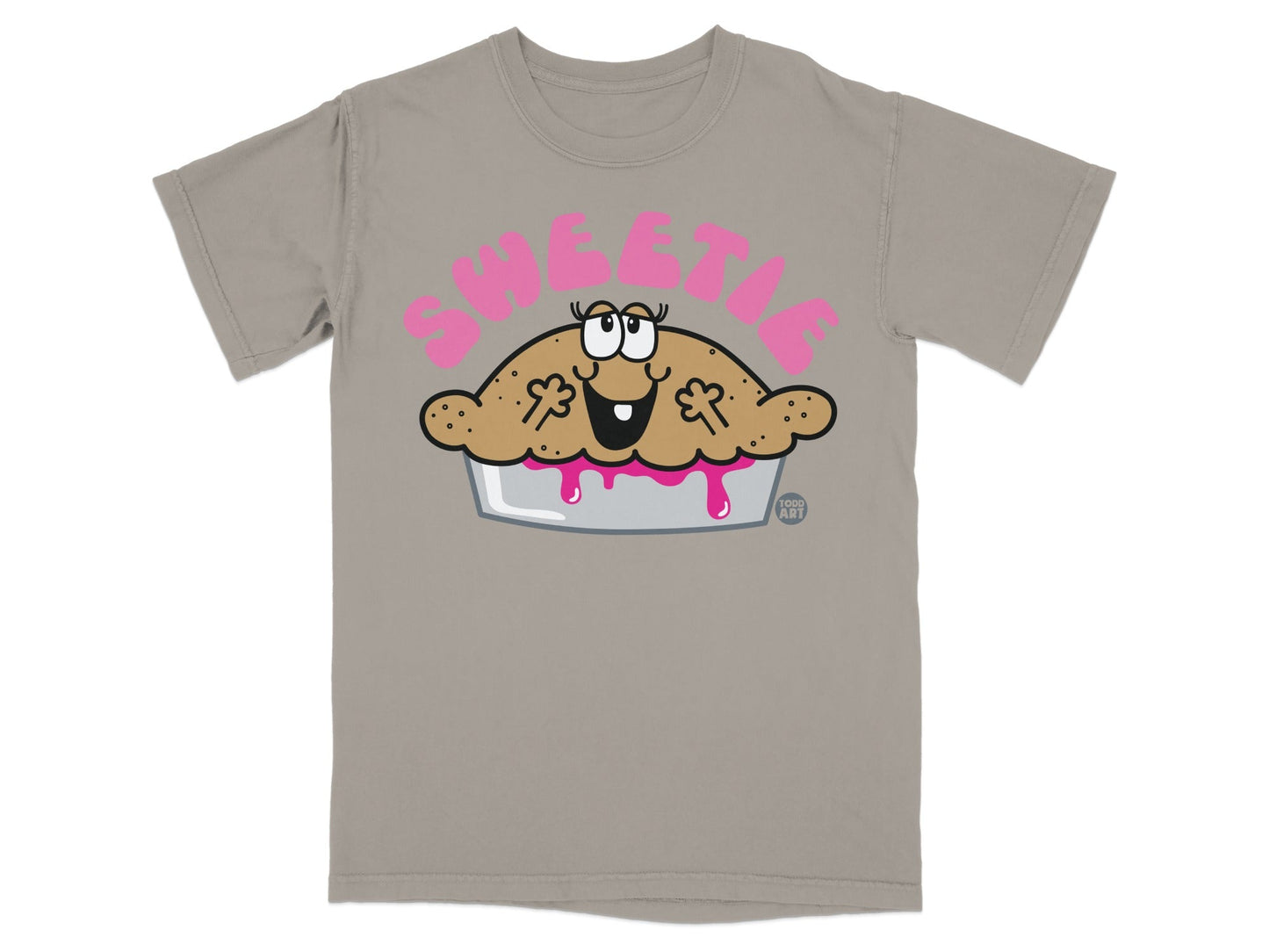 Sweetie Pie Cartoon Graphic on Beige T-Shirt
