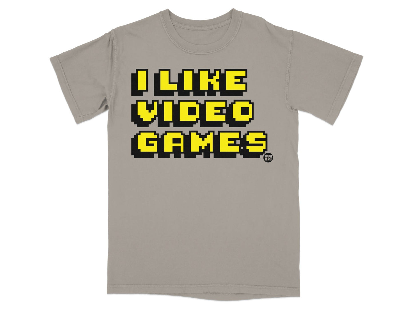 I Like Video Games Pixelated Text Graphic Tee