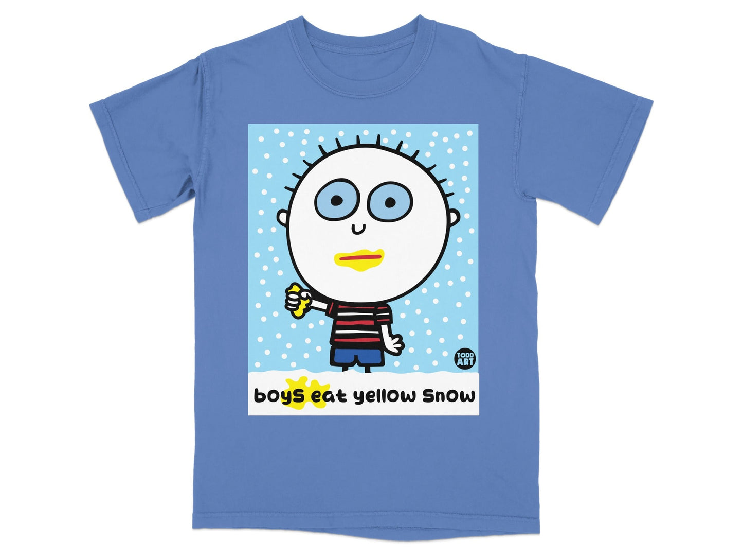 Boys Eat Yellow Snow Funny Cartoon Print T-Shirt