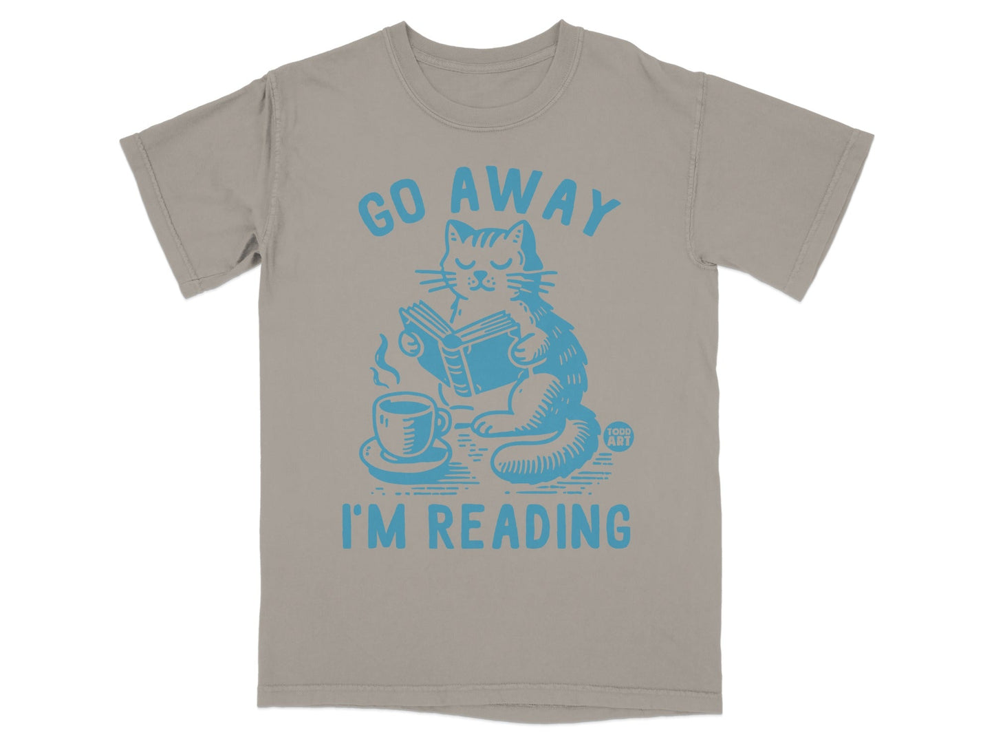 Go Away I'm Reading Cat with Coffee Graphic T-shirt