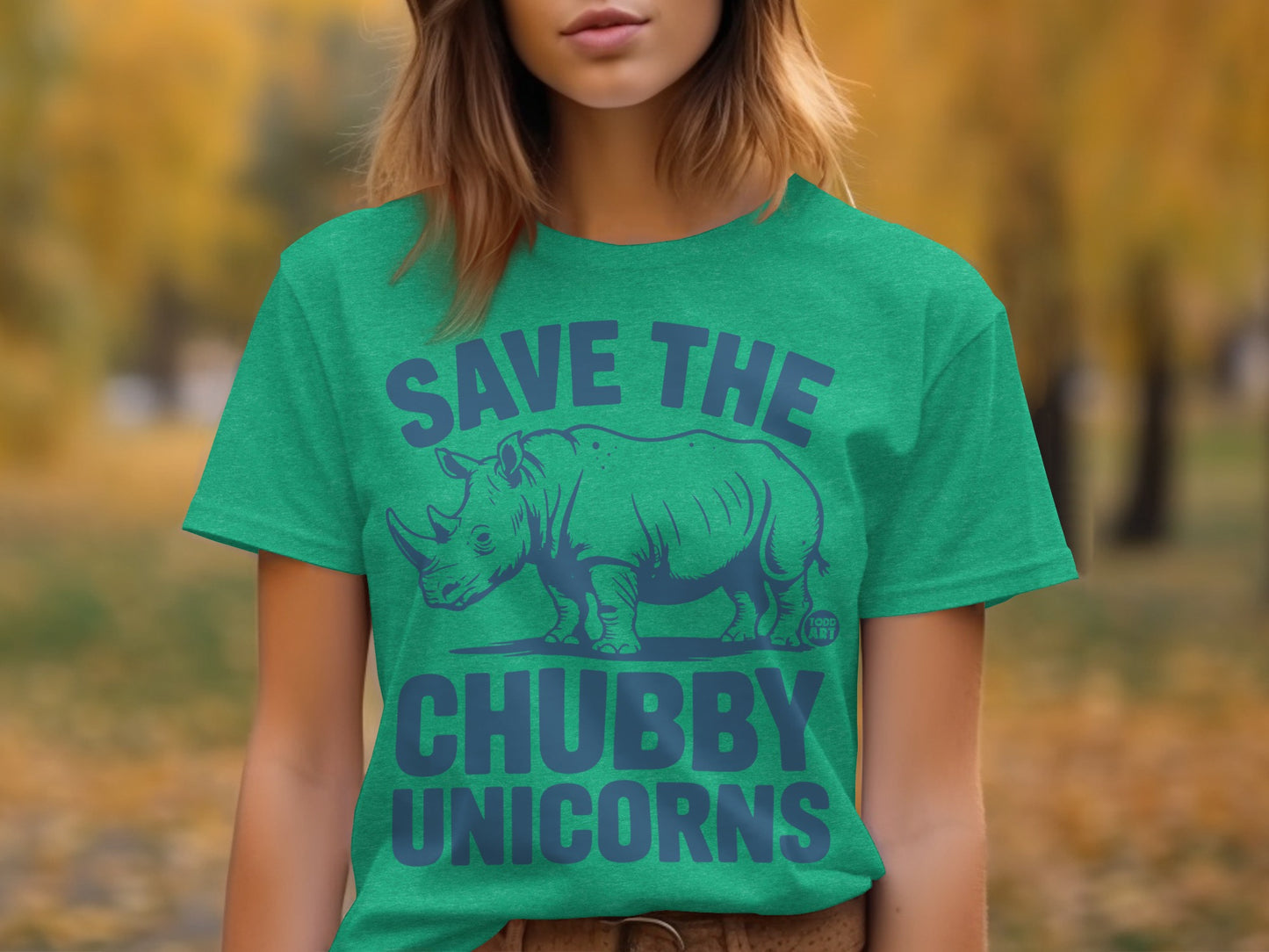 Save The Chubby Unicorns Green T-Shirt
