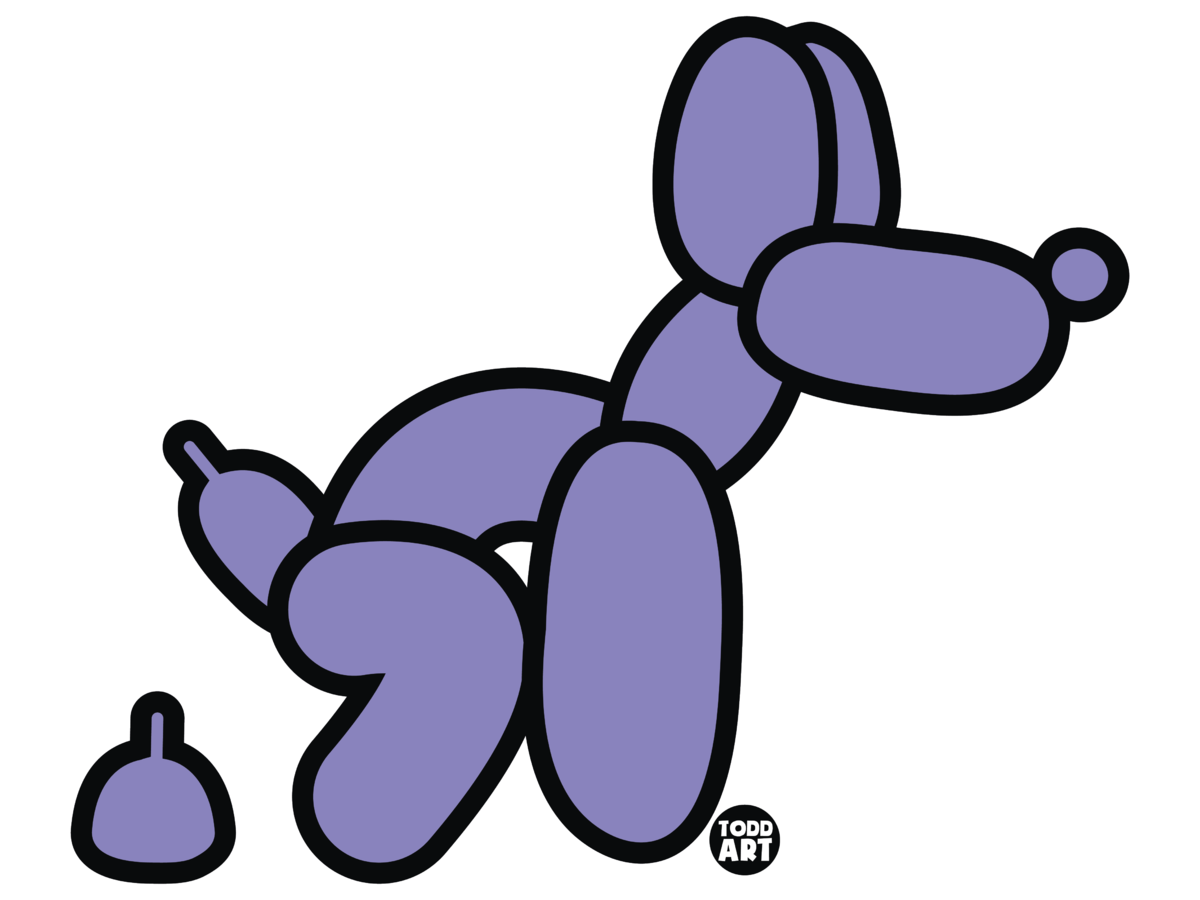Purple Balloon Dog contemporary wall art close-up by Todd Goldman