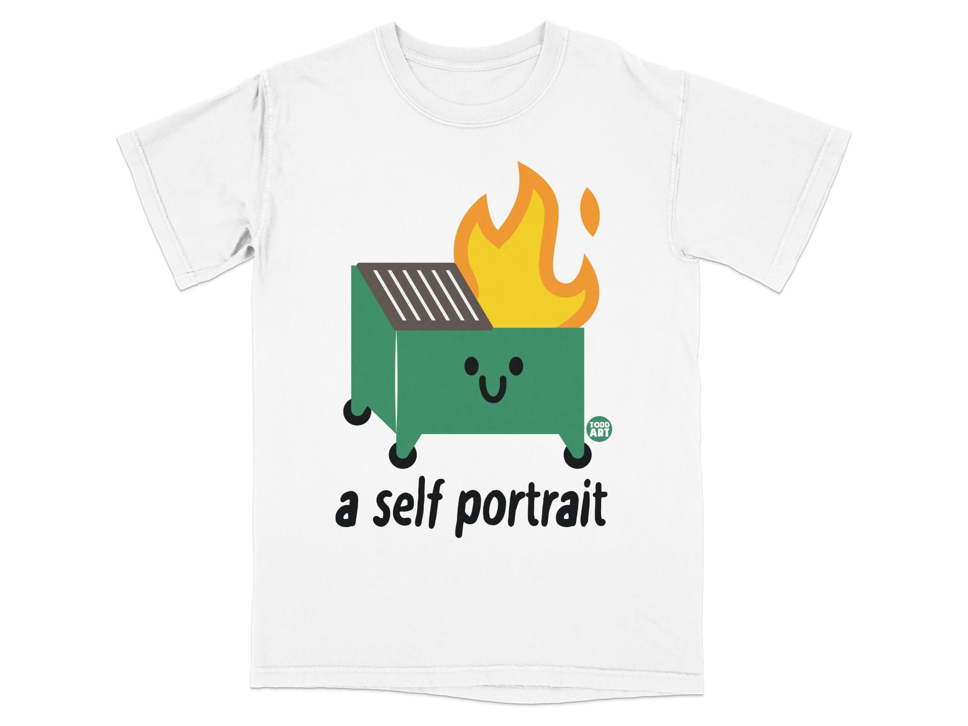 Smiling Dumpster Fire a self portrait Todd Art product type