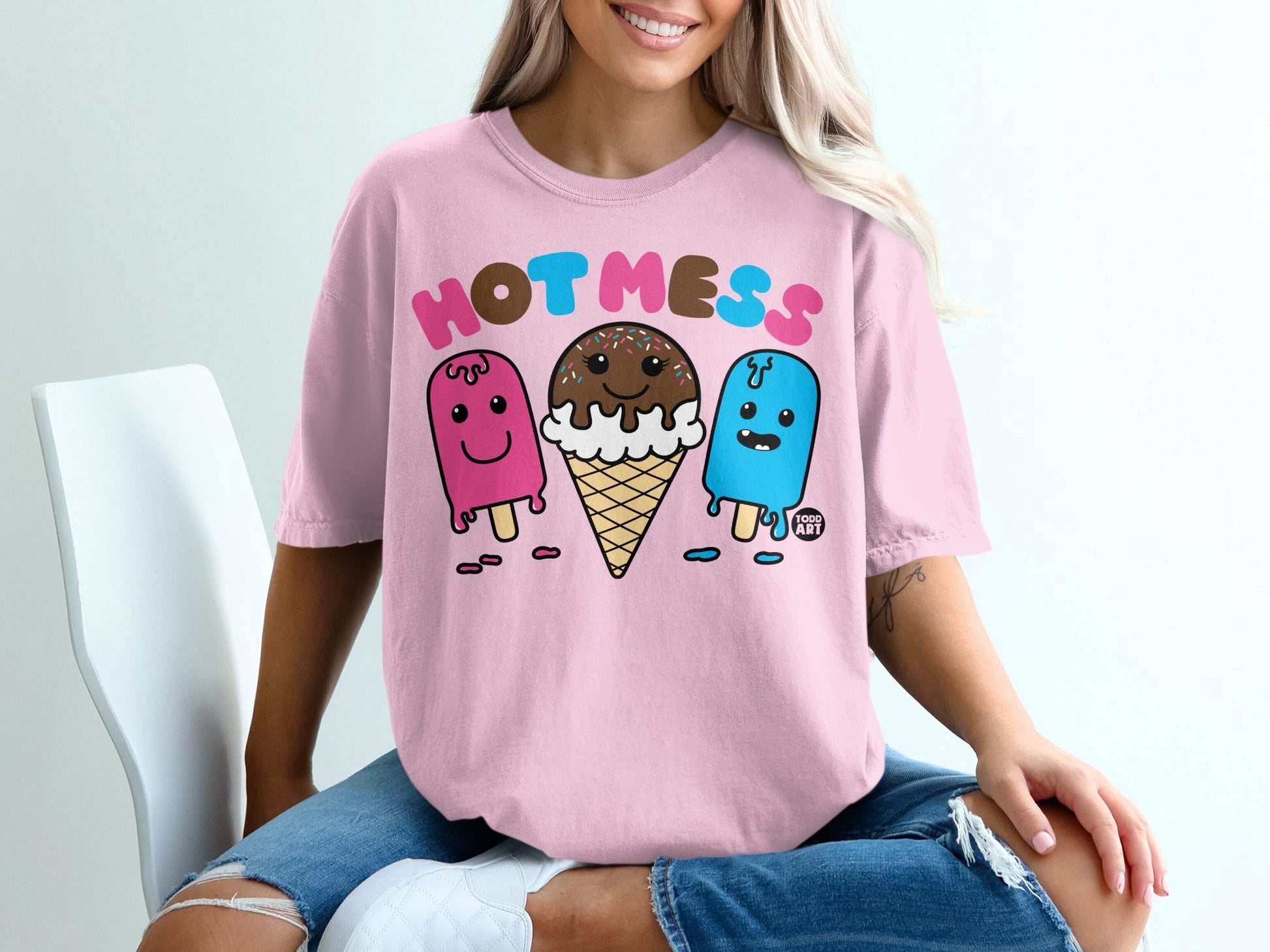 Hot Mess Ice Cream and Popsicles Graphic T-Shirt
