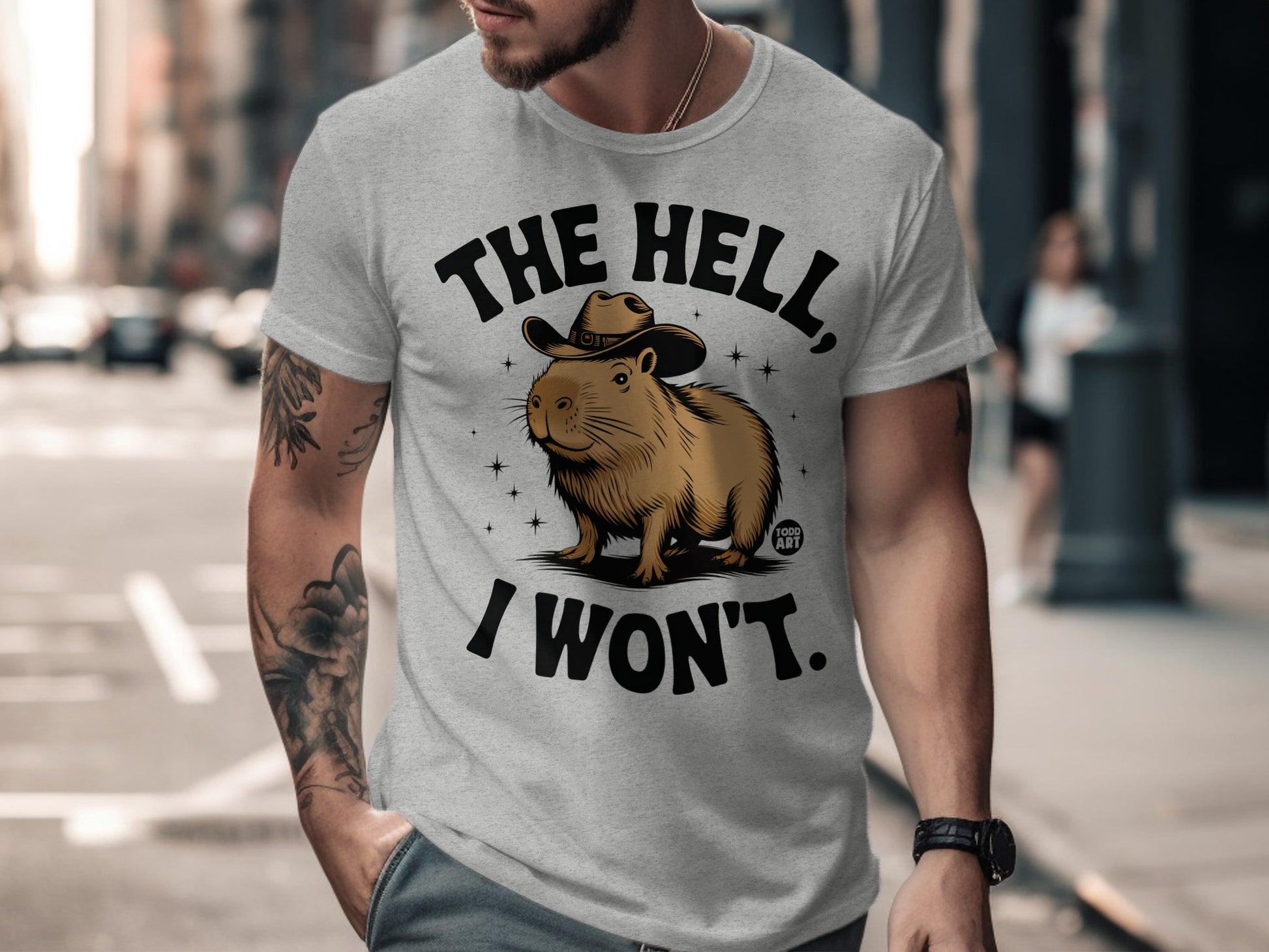 The Hell I Won't Capybara Cowboy Graphic T-Shirt