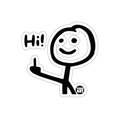 Hi Stick Figure with Middle Finger Sticker for Fun Decor