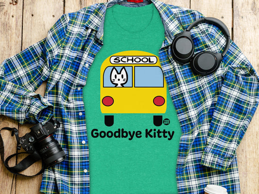 Goodbye Kitty School Bus Graphic Design Shirt