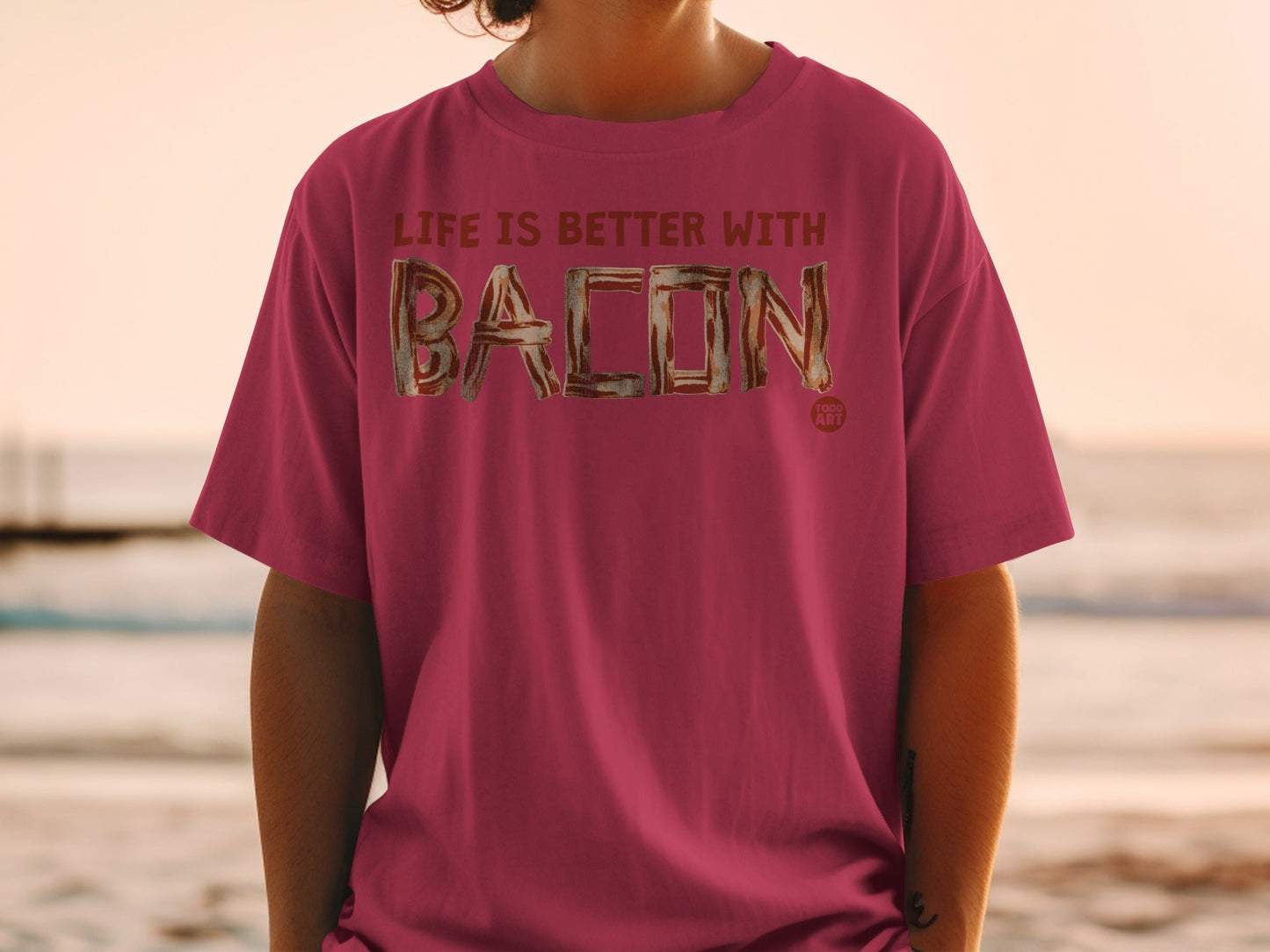 Life Is Better With Bacon Text Graphic T-shirt