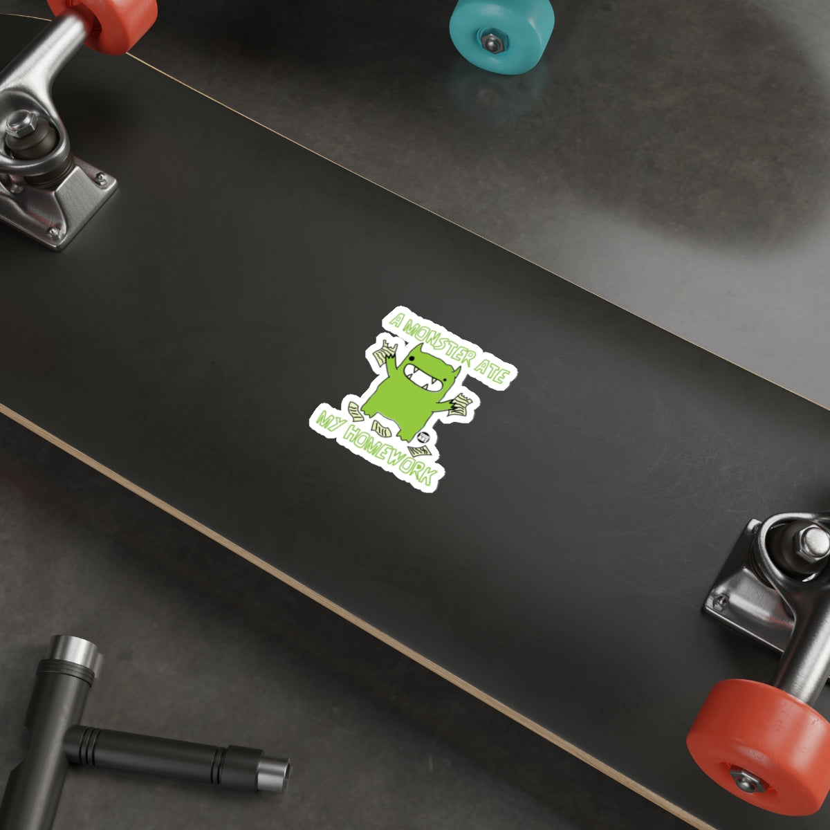 A Monster Ate My Homework Green Monster Sticker