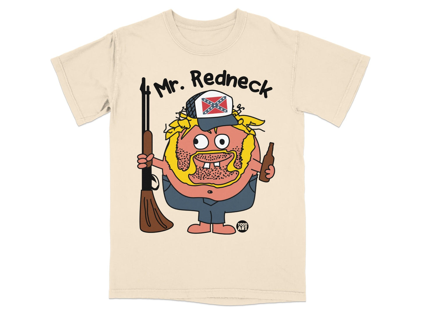 Mr. Redneck Cartoon Character Printed T-Shirt