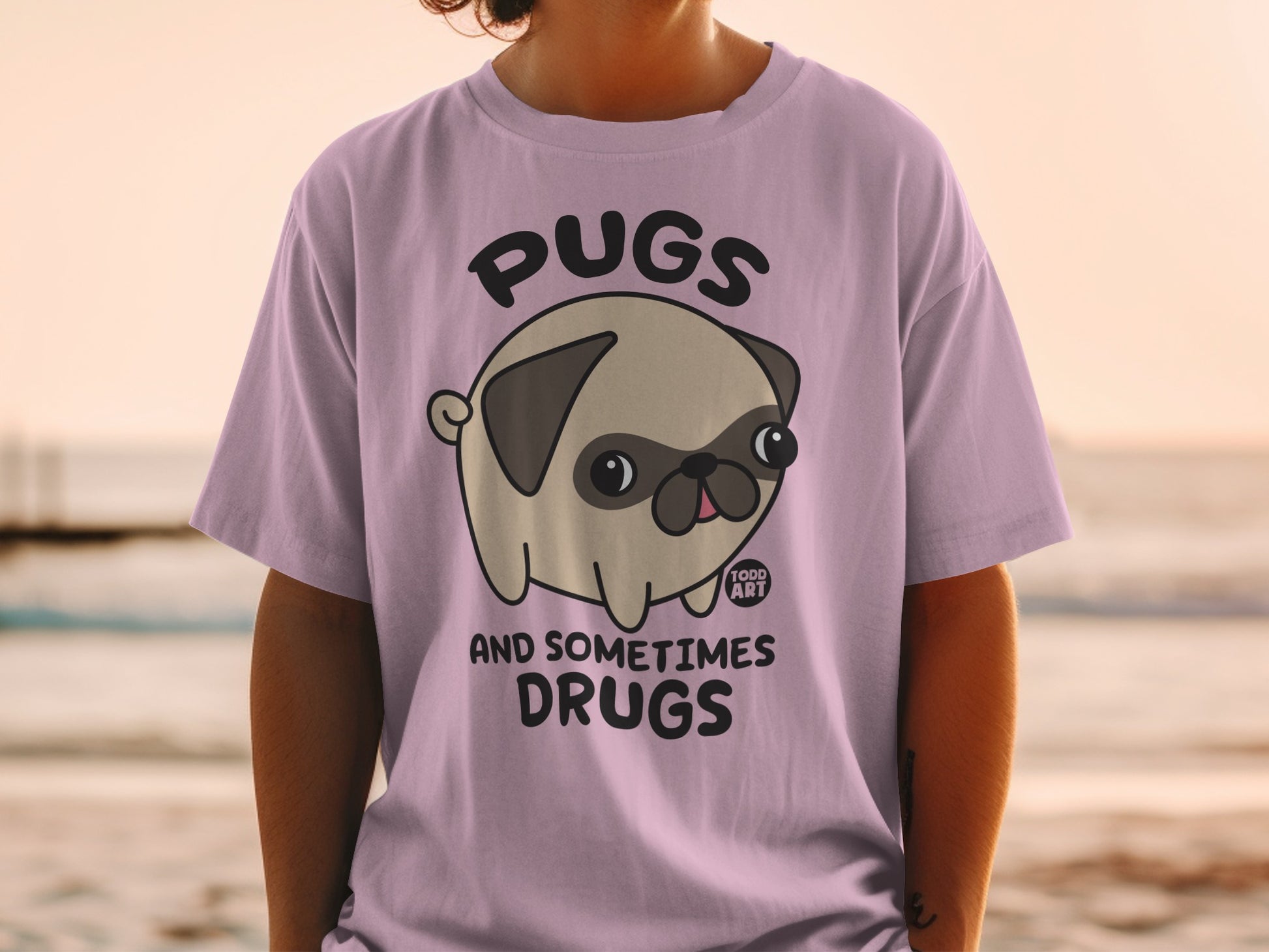 Pugs and Sometimes Drugs Funny Graphic Tee