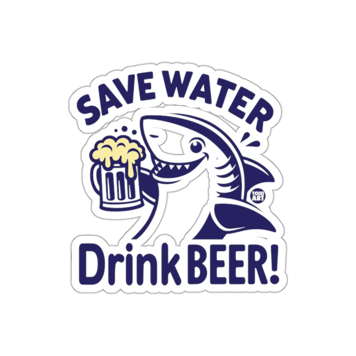 Save Water Drink Beer Shark With Beer Mug Design sticker
