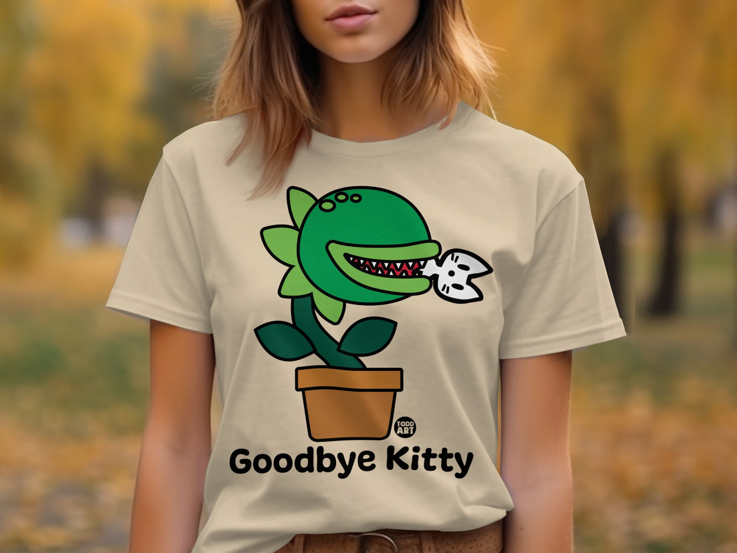 Goodbye Kitty Funny Plant Graphic T-shirt