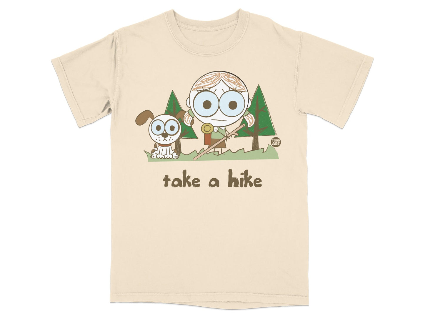 Take a Hike Cute Character and Dog T-Shirt