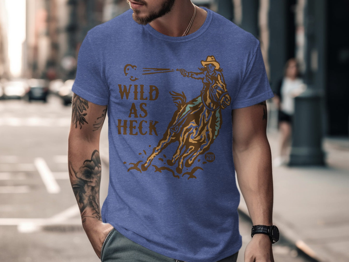 Wild As Heck Graphic Cowboy Riding T-shirt