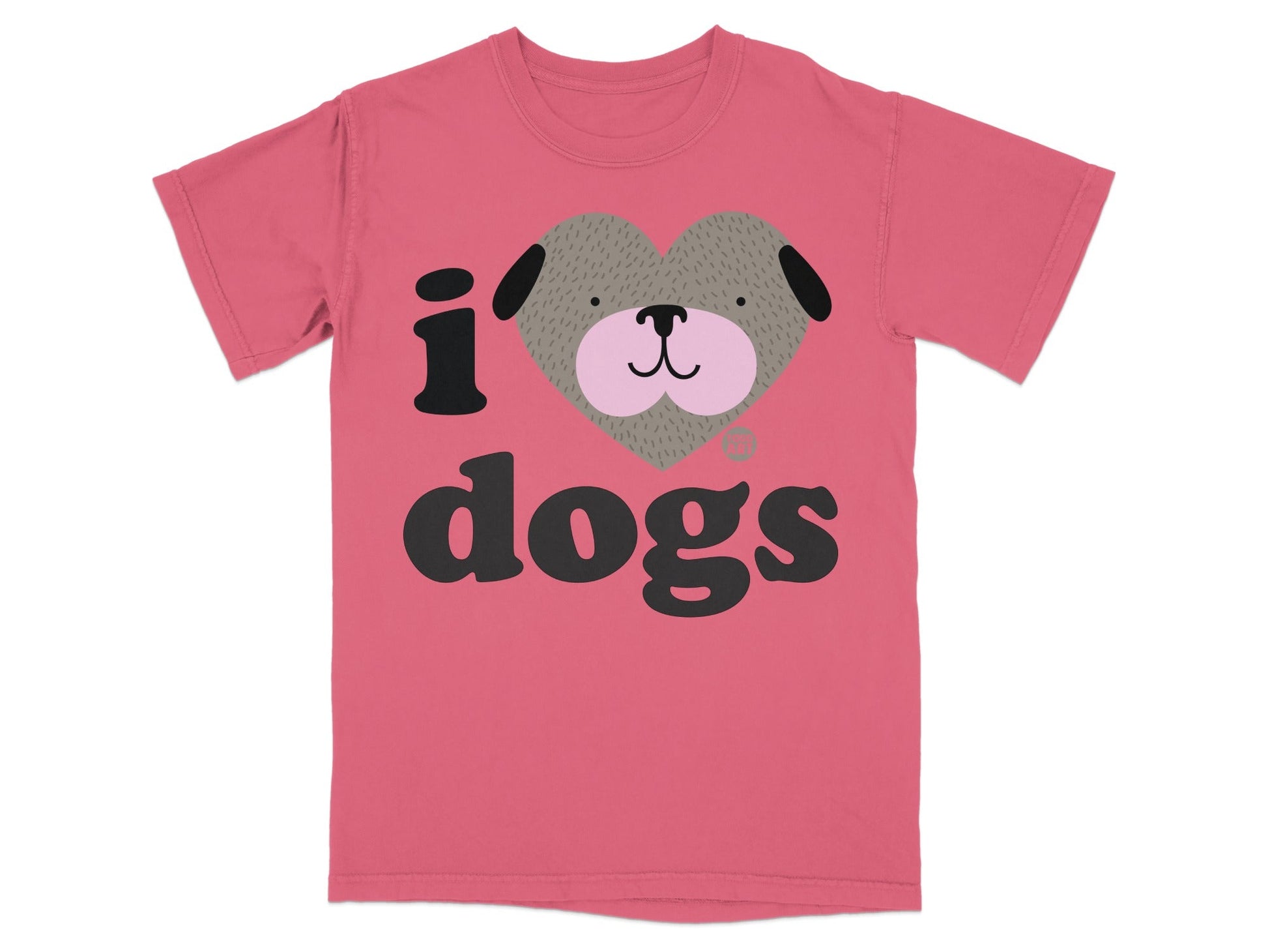 I Heart Dogs Graphic Tee With Cute Dog Face Design