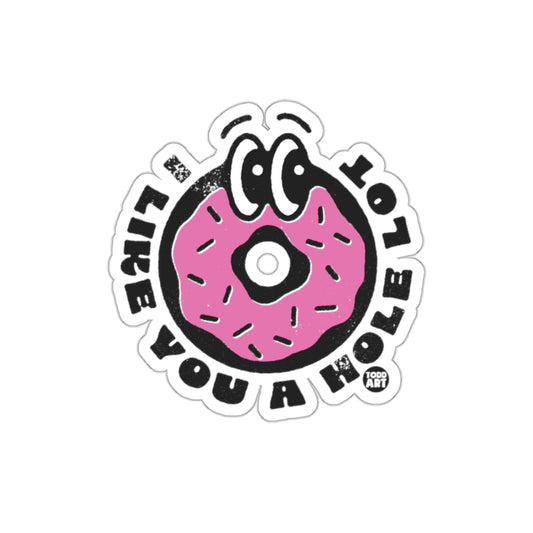 Funny Donut Sticker With Cute Cartoon Pink Design