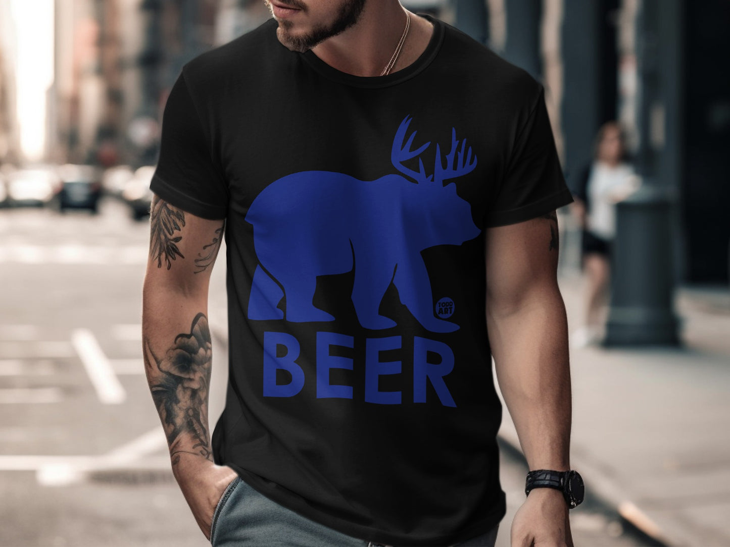 Beer Bear Graphic T-Shirt For Casual Wear