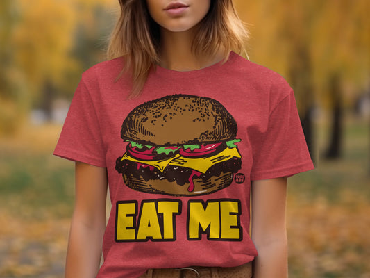Eat Me Burger Graphic Funny Red T-Shirt Cute Design