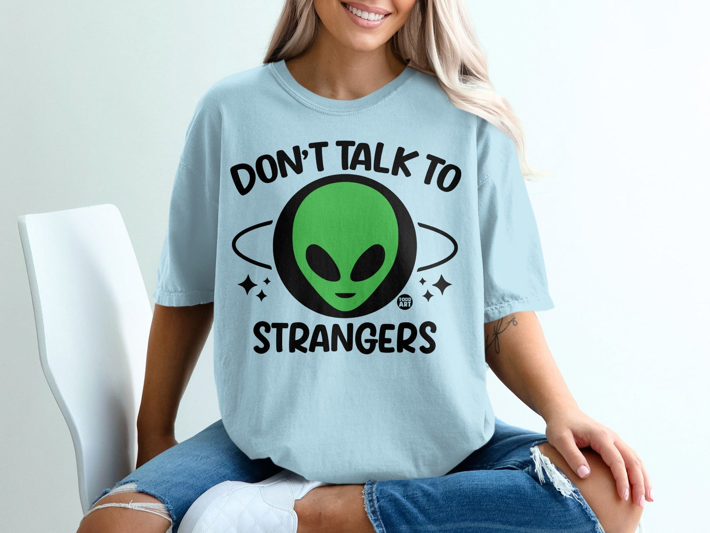 Don't Talk to Strangers Alien Print T-Shirt