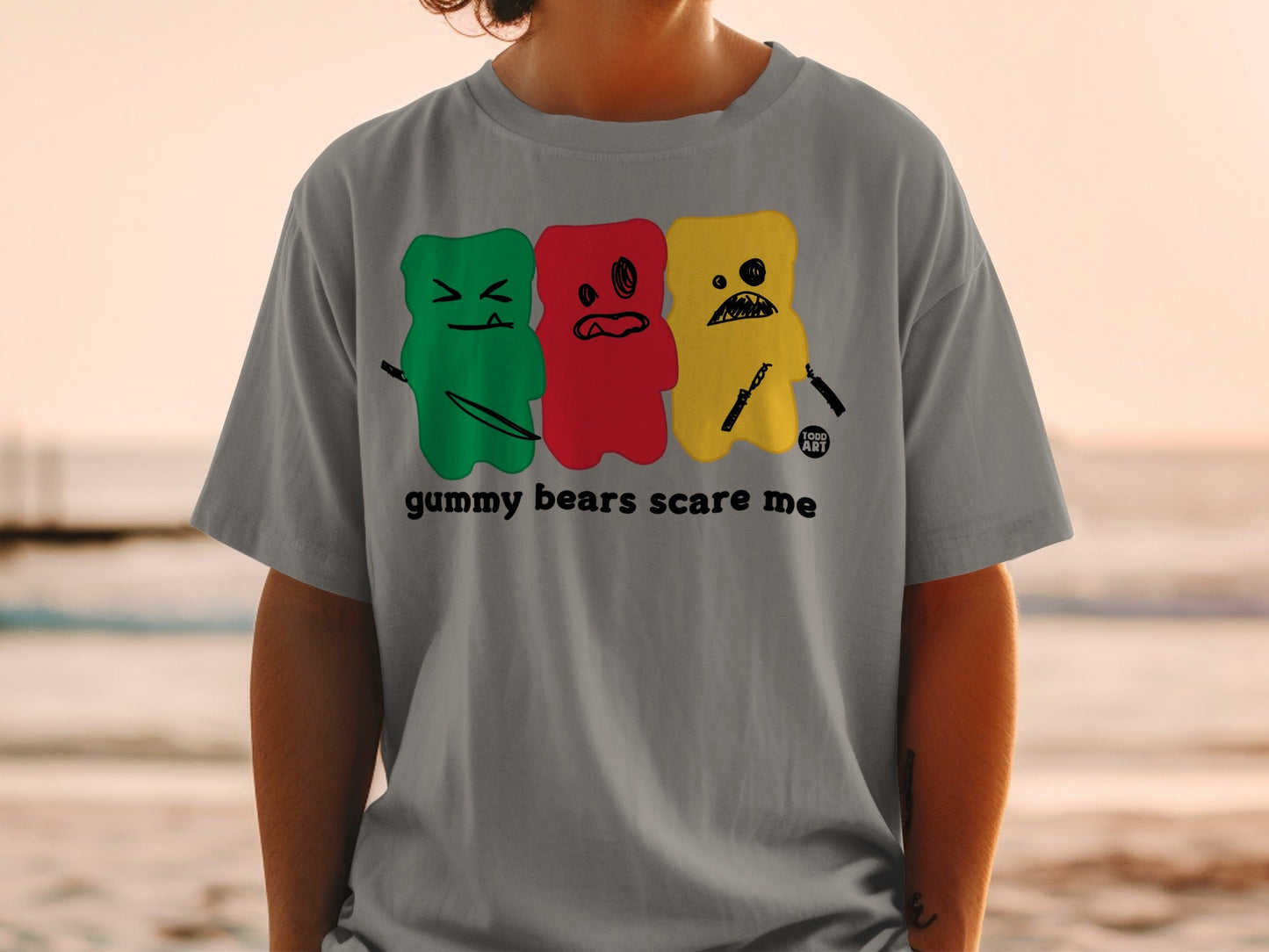 Gummy Bears Scare Me Graphic Funny T-shirt