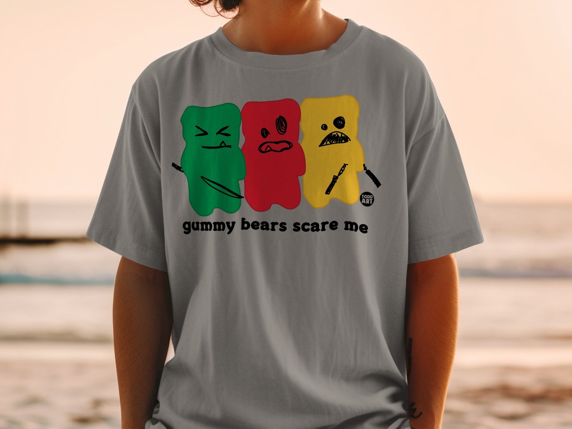 Gummy Bears Scare Me Graphic Funny T-shirt