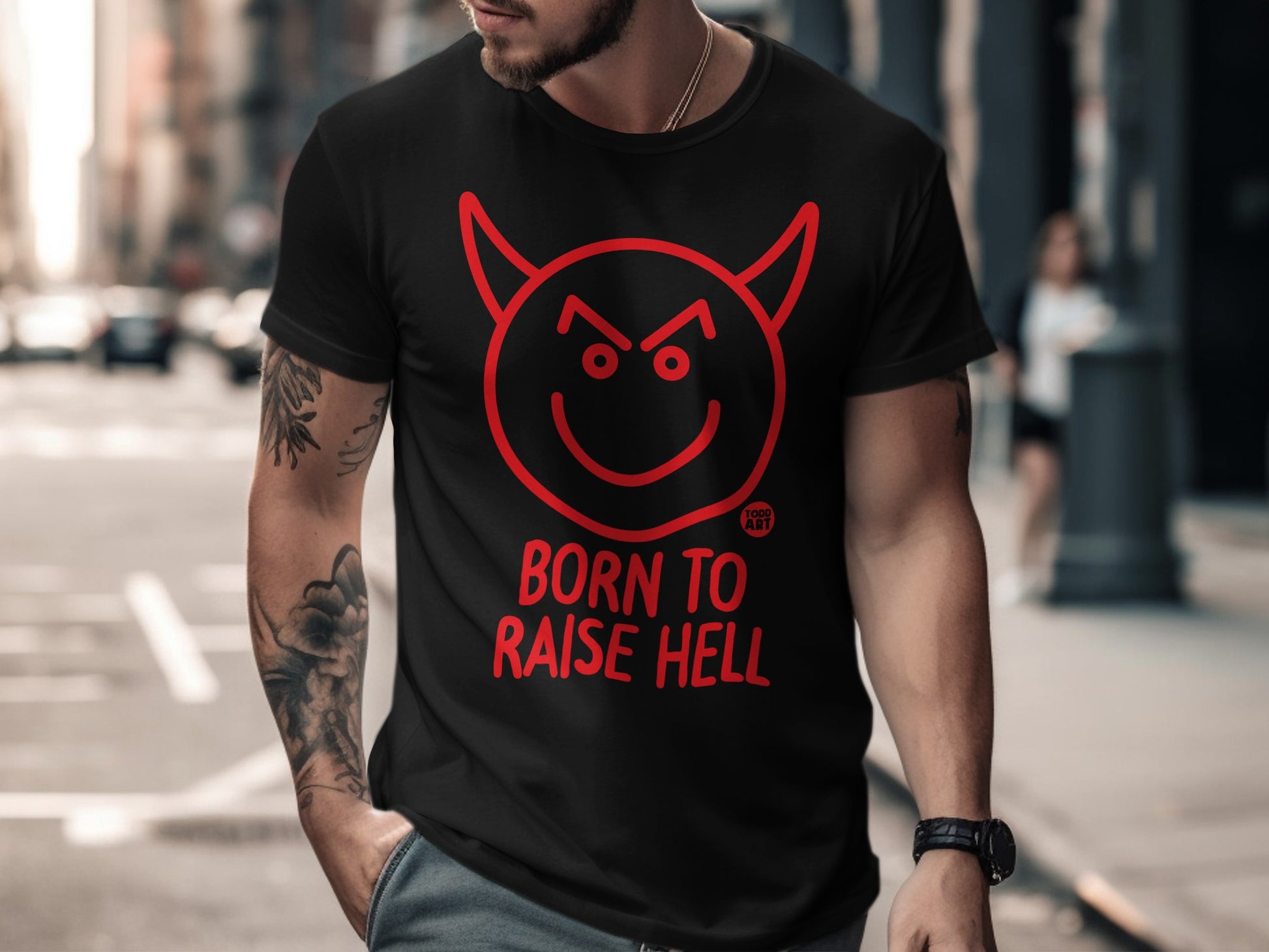 Born to Raise Hell Devil Smile t-shirt