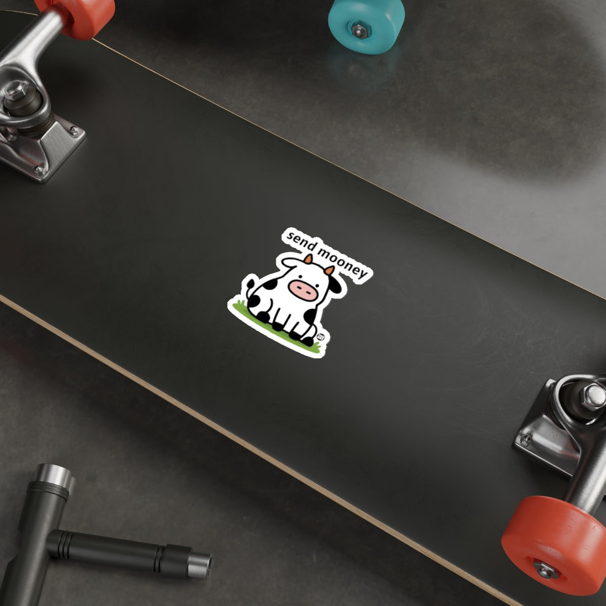 Funny Cow Send Mooney Skateboard Sticker