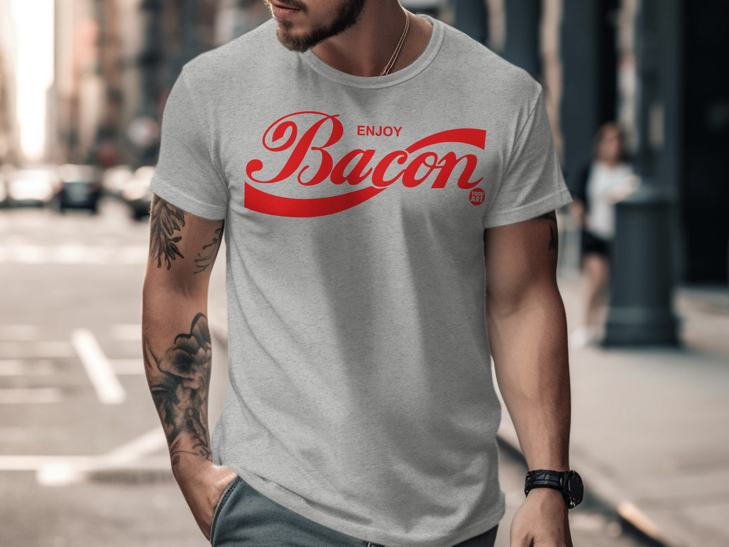Enjoy Bacon Design Print Graphic T-Shirt