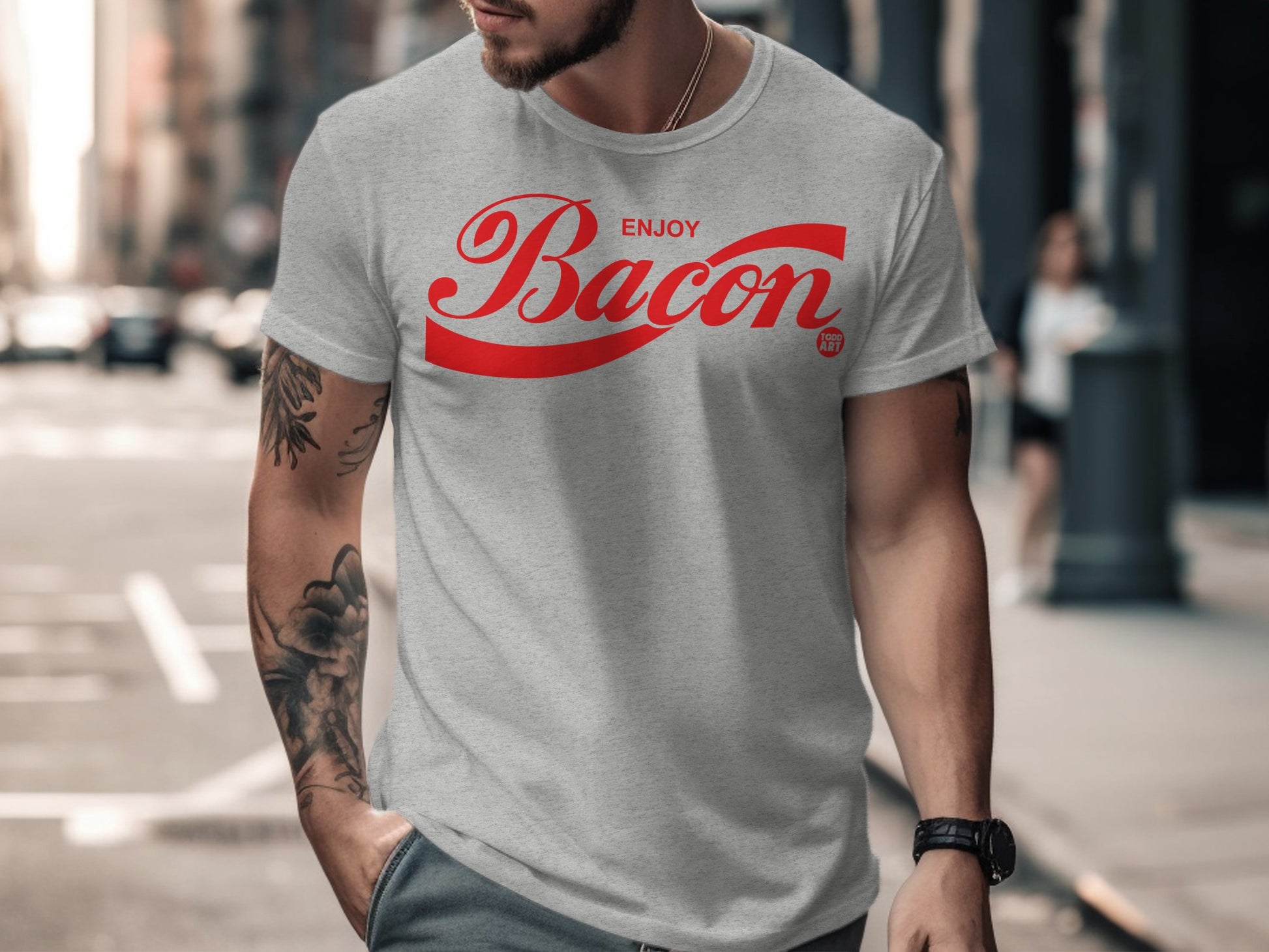 Enjoy Bacon Design Print Graphic T-Shirt
