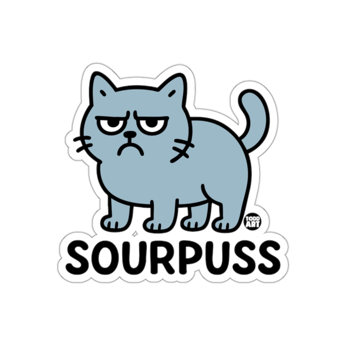 Grumpy Sourpuss Cartoon Cat Illustrated Style sticker