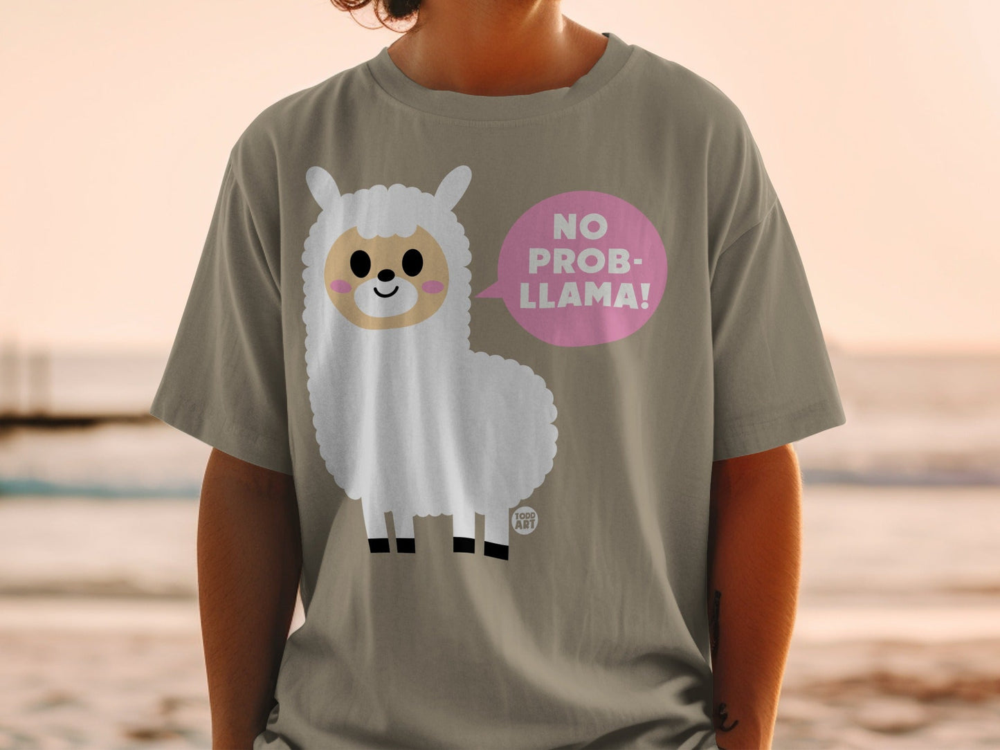 Cute No Prob-llama Graphic T-Shirt Fun Casual Wear