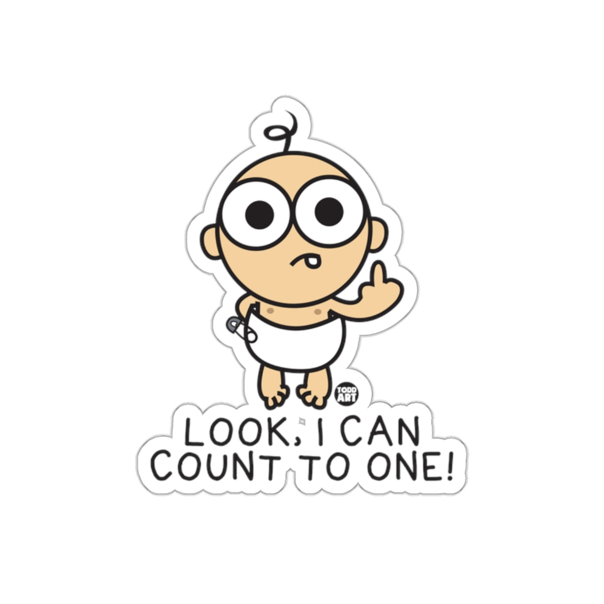 Look I Can Count to One Funny Sticker for Laptops