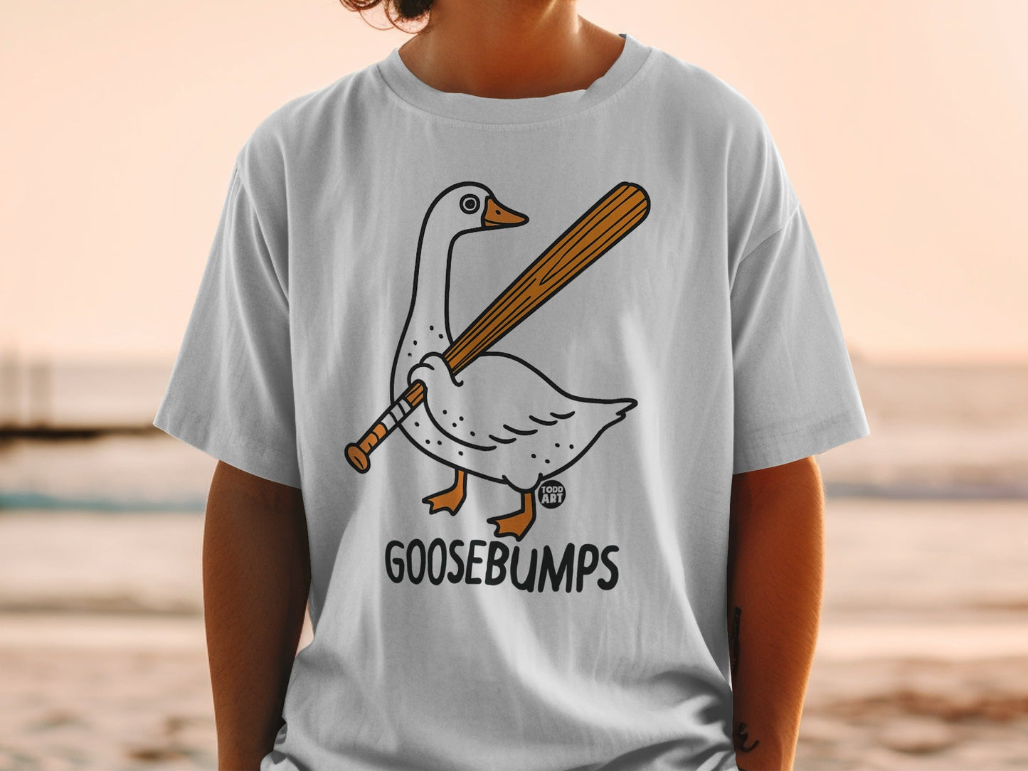 Goosebumps Goose with Baseball Bat Graphic T-shirt