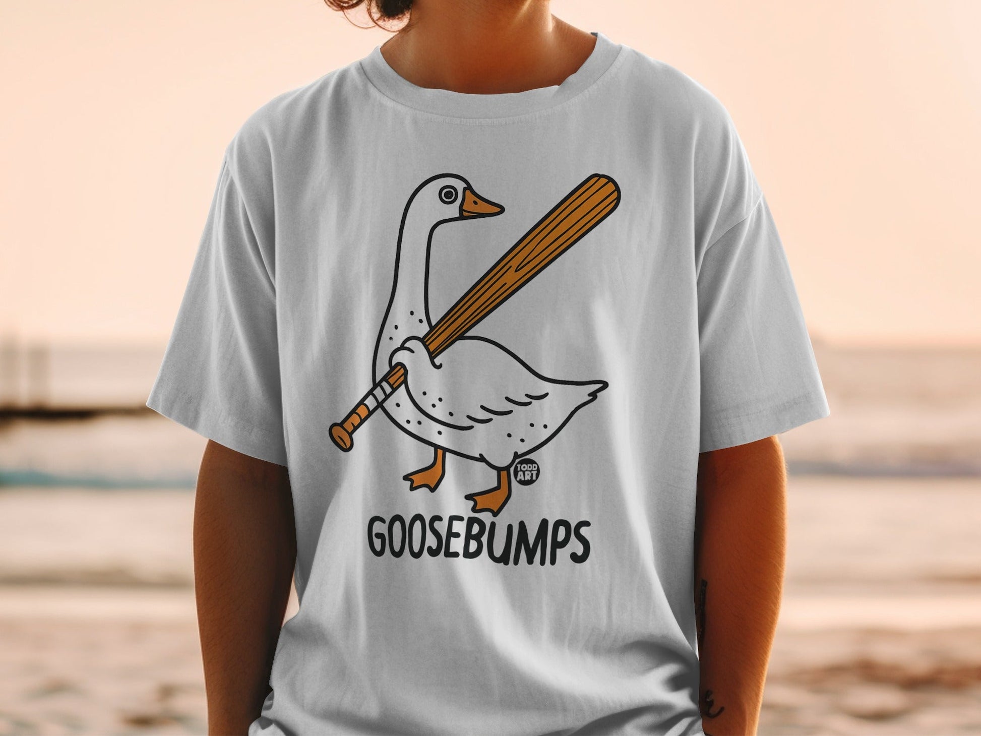 Goosebumps Goose with Baseball Bat Graphic T-shirt