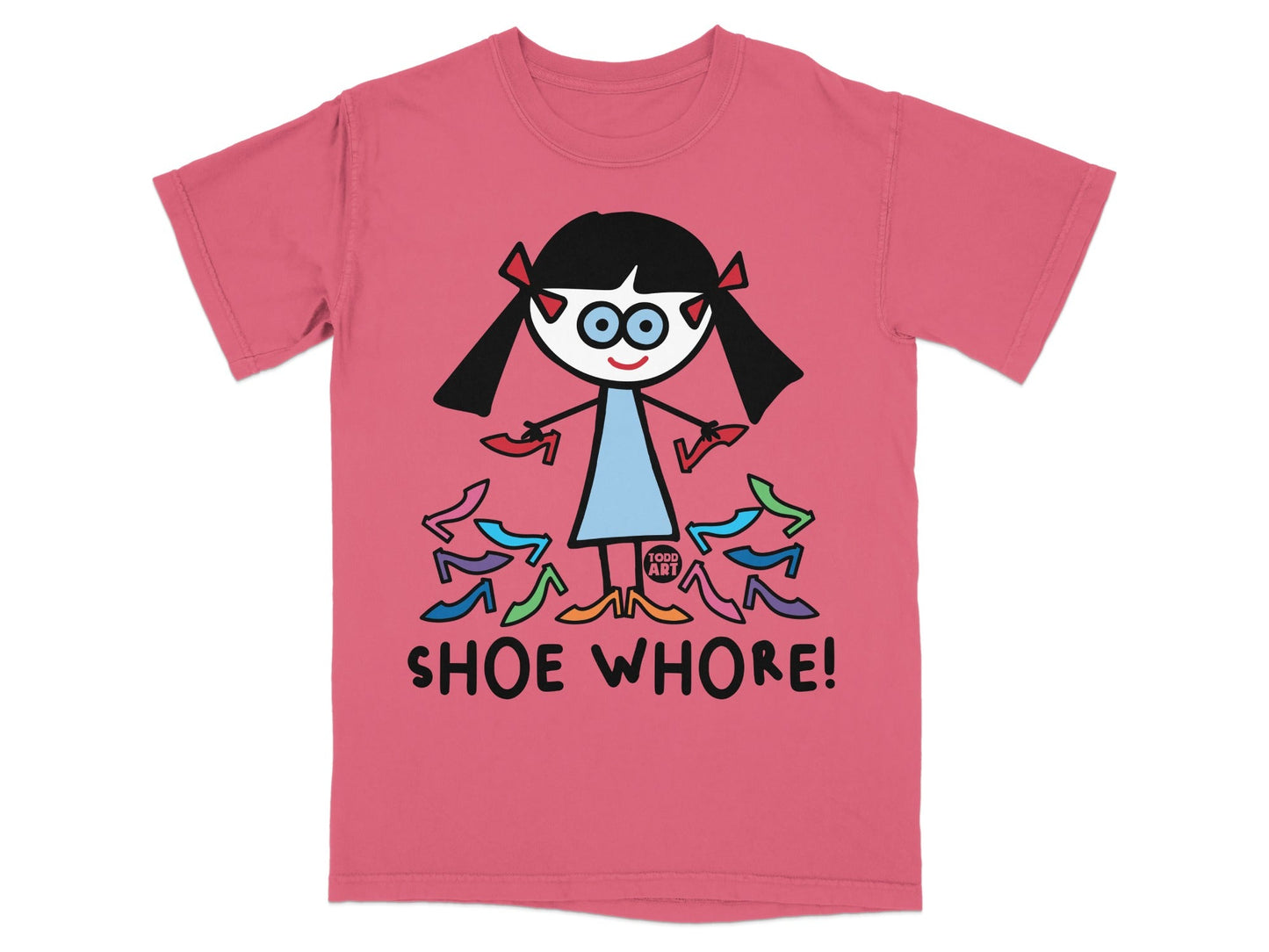 Fun Cartoon Shoe Lover Graphic Tee for Fashionistas