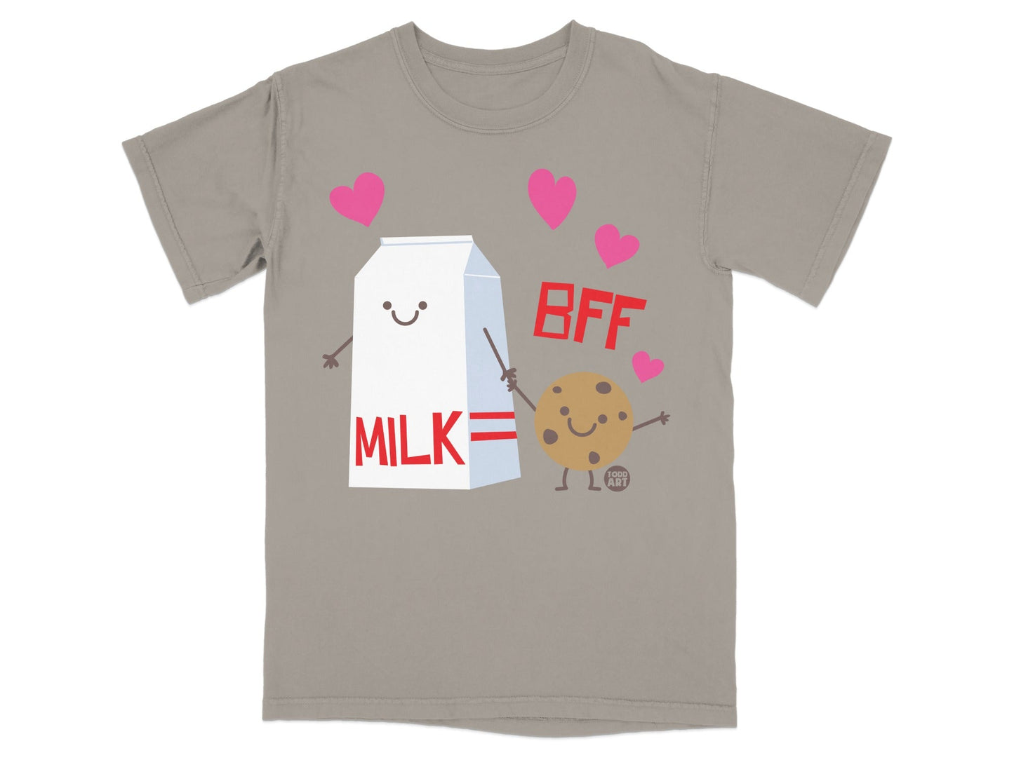 Milk and Cookie BFF Hearts Design T-Shirt