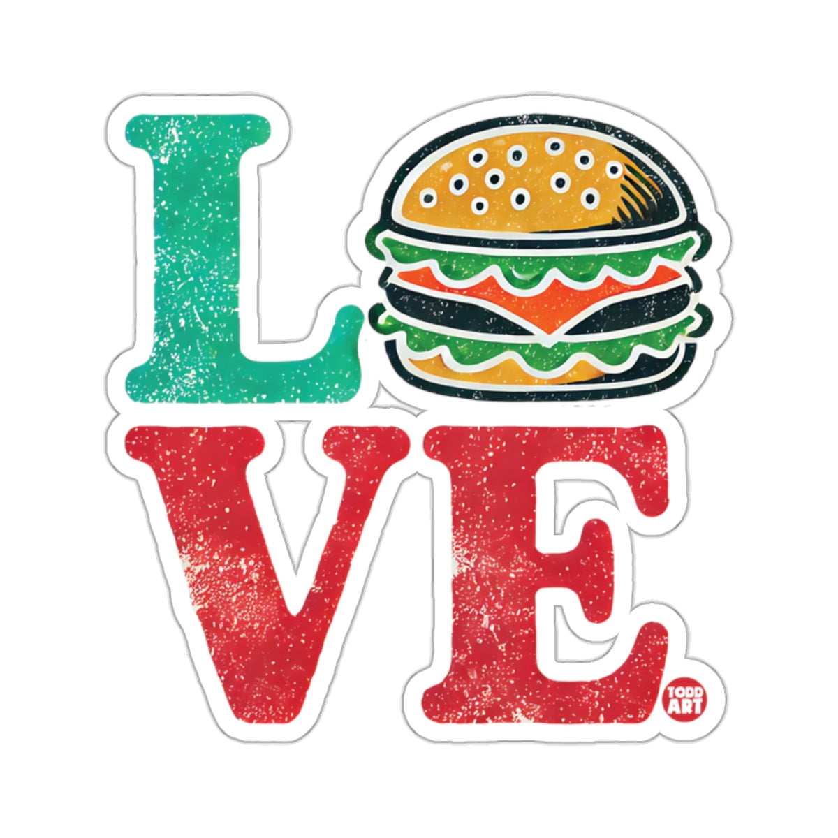 Love Burger Distressed Design Fast Food 
