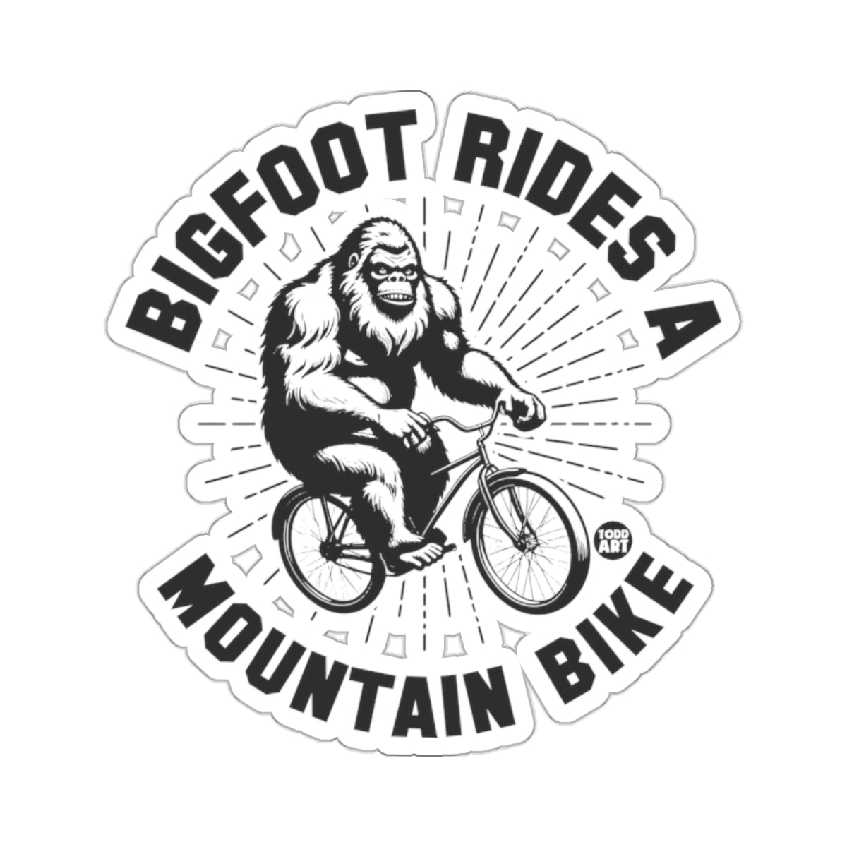 BIGFOOT RIDES A MOUNTAIN BIKE 