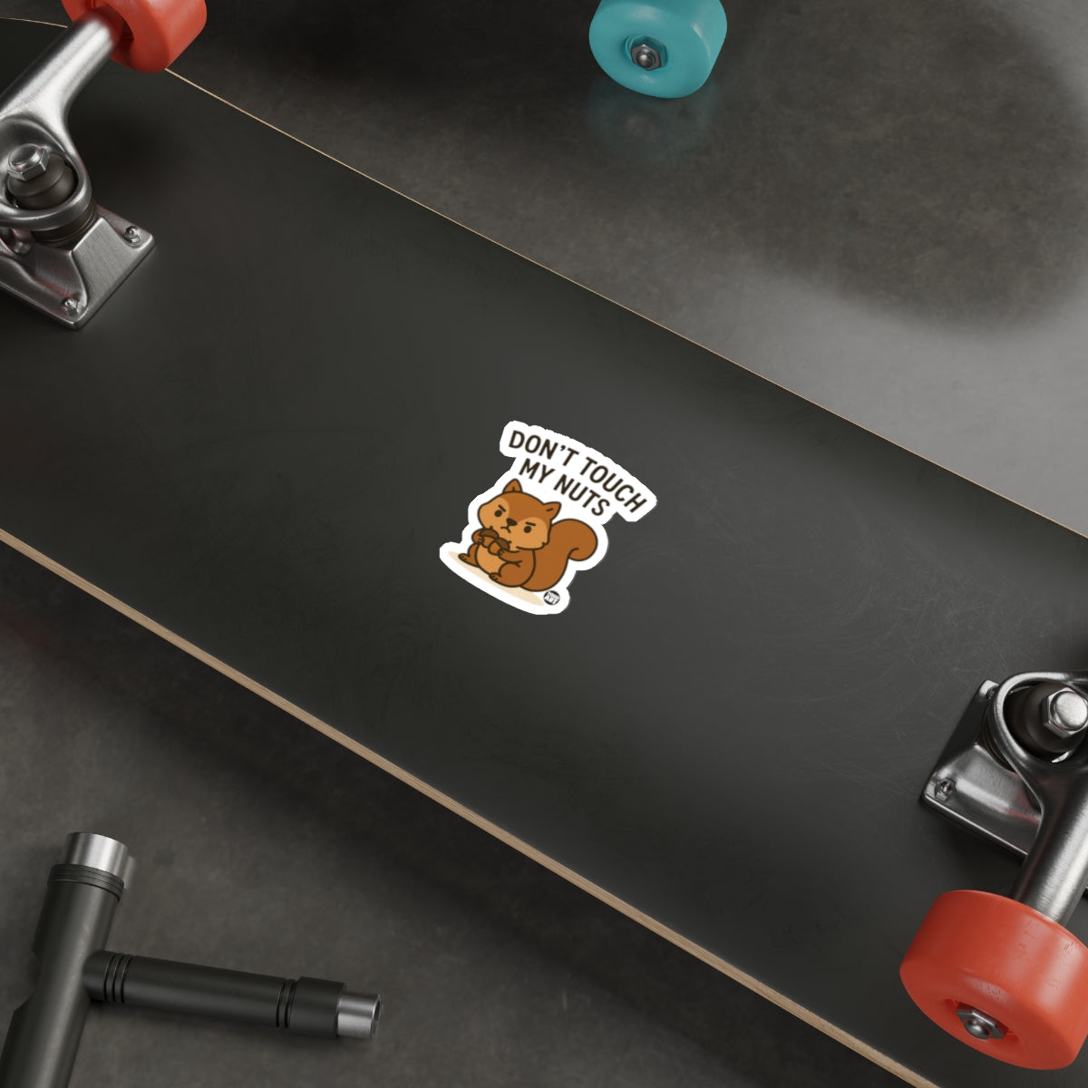 Don't Touch My Nuts Funny Squirrel Cartoon Design sticker