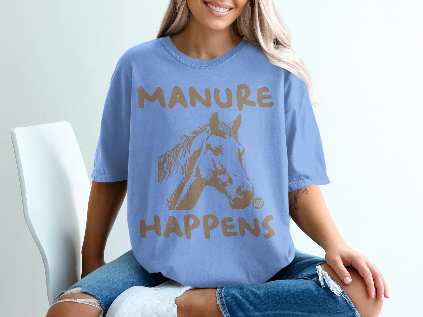 Funny Manure Happens Horse Graphic Tee Shirt