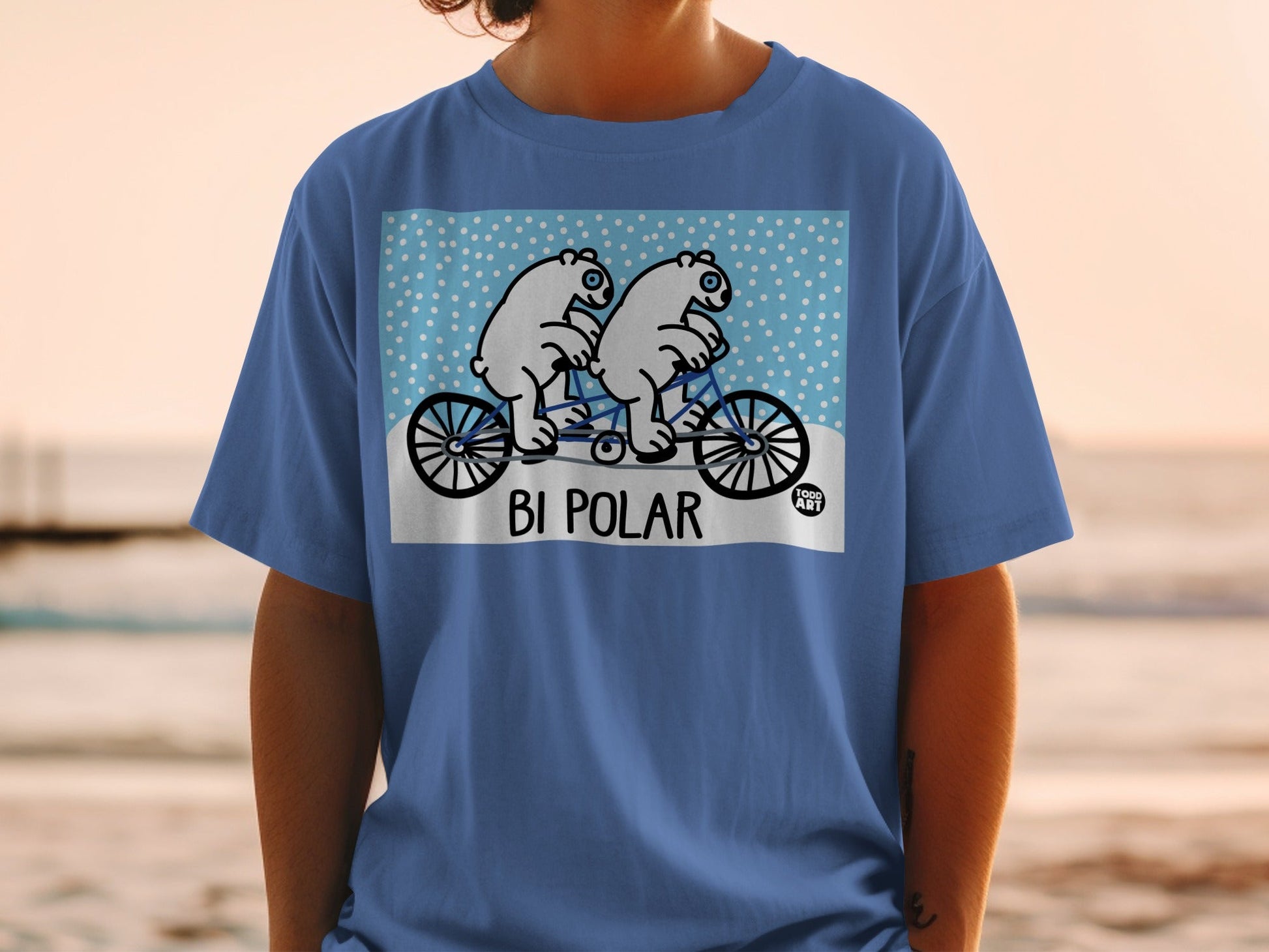 Bi Polar Bears on Bicycle Fun Graphic t-shirt